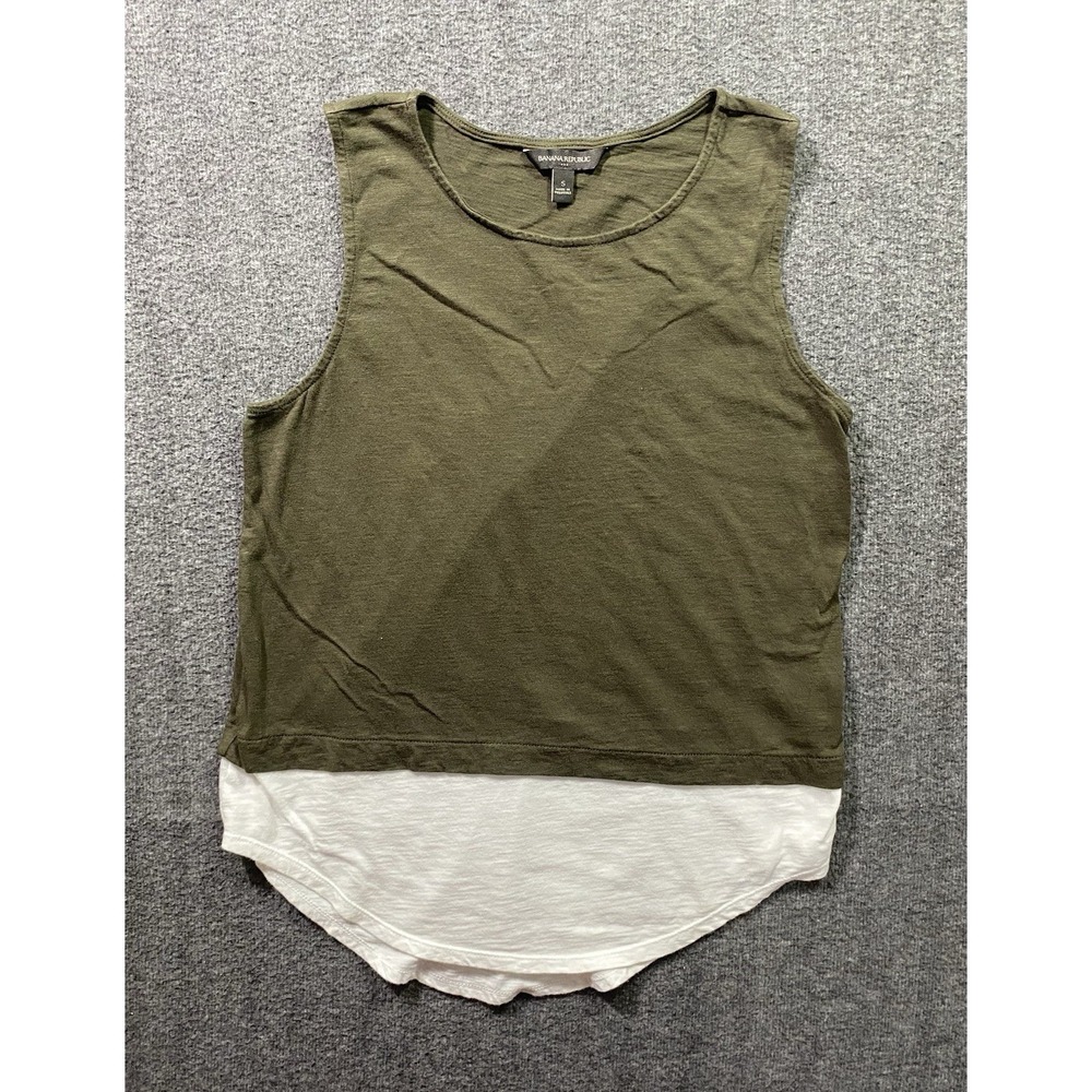 Banana Republic Women's Layered Green Sleeveless T-Shirt Tank Size S